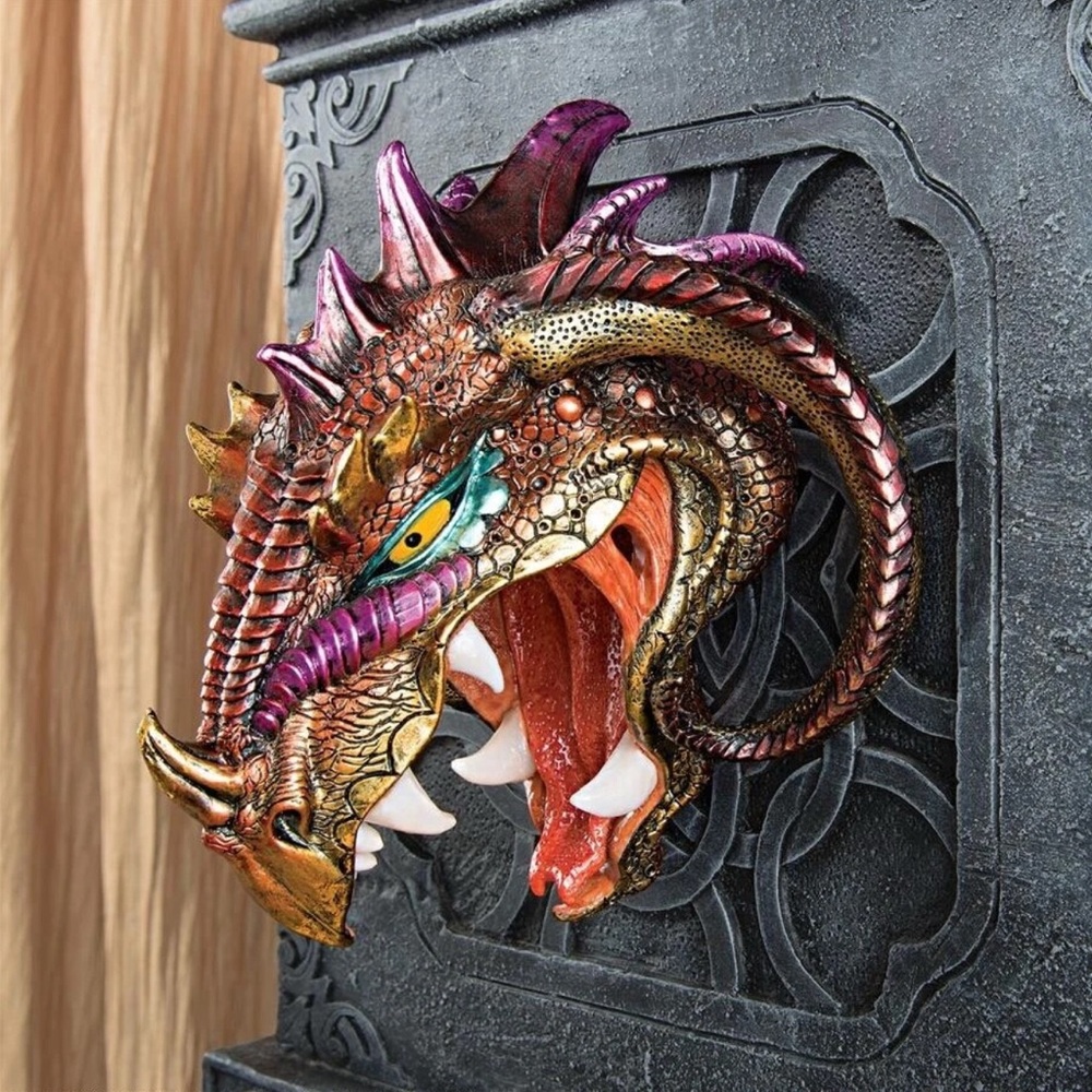 Hell's Prince Menacing Astaroth Wall Mounted Iridescent Dragon Head Wall Trophy